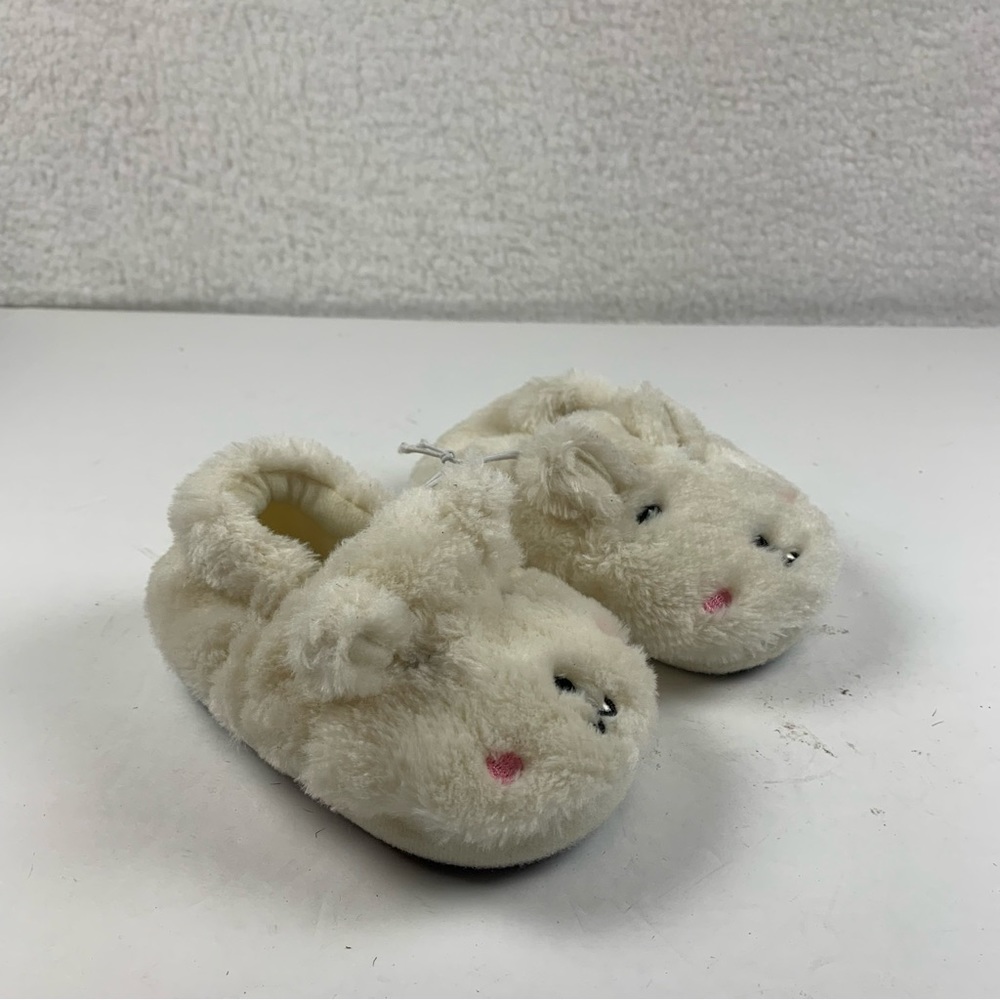 HARPER CANYON Ivory White Soft Cozy Fluffy Bunny Animal Slippers 5 D‎ NWOB 7440